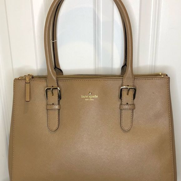 KATE SPADE Tan Leather Two Handle Triple Compartment Expanding Shoulder Bag - Picture 16 of 16